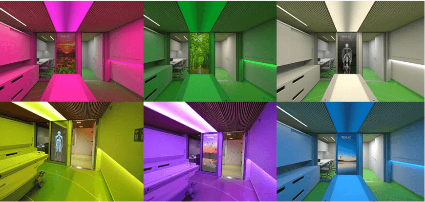 استفاده از نور و رنگ می‌تواند فضای بیمارستان را دلچسب سازد.