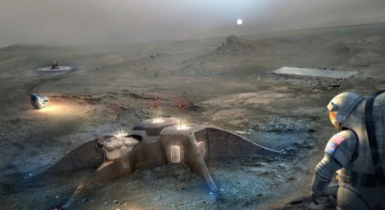 تصویری خیالی از امکان ساخت اقامتگاه در مریخ به کمک چاپ سه بعدی